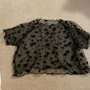 Sheer Large Black Top with Black Stars - worn once
